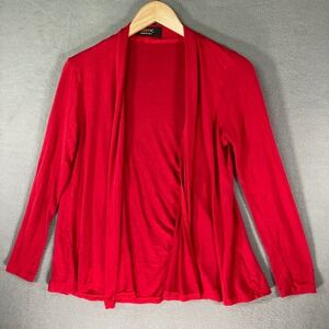 Renee C Red Open Front Cardigan Bamboo Blend Knit Top Small USA Made